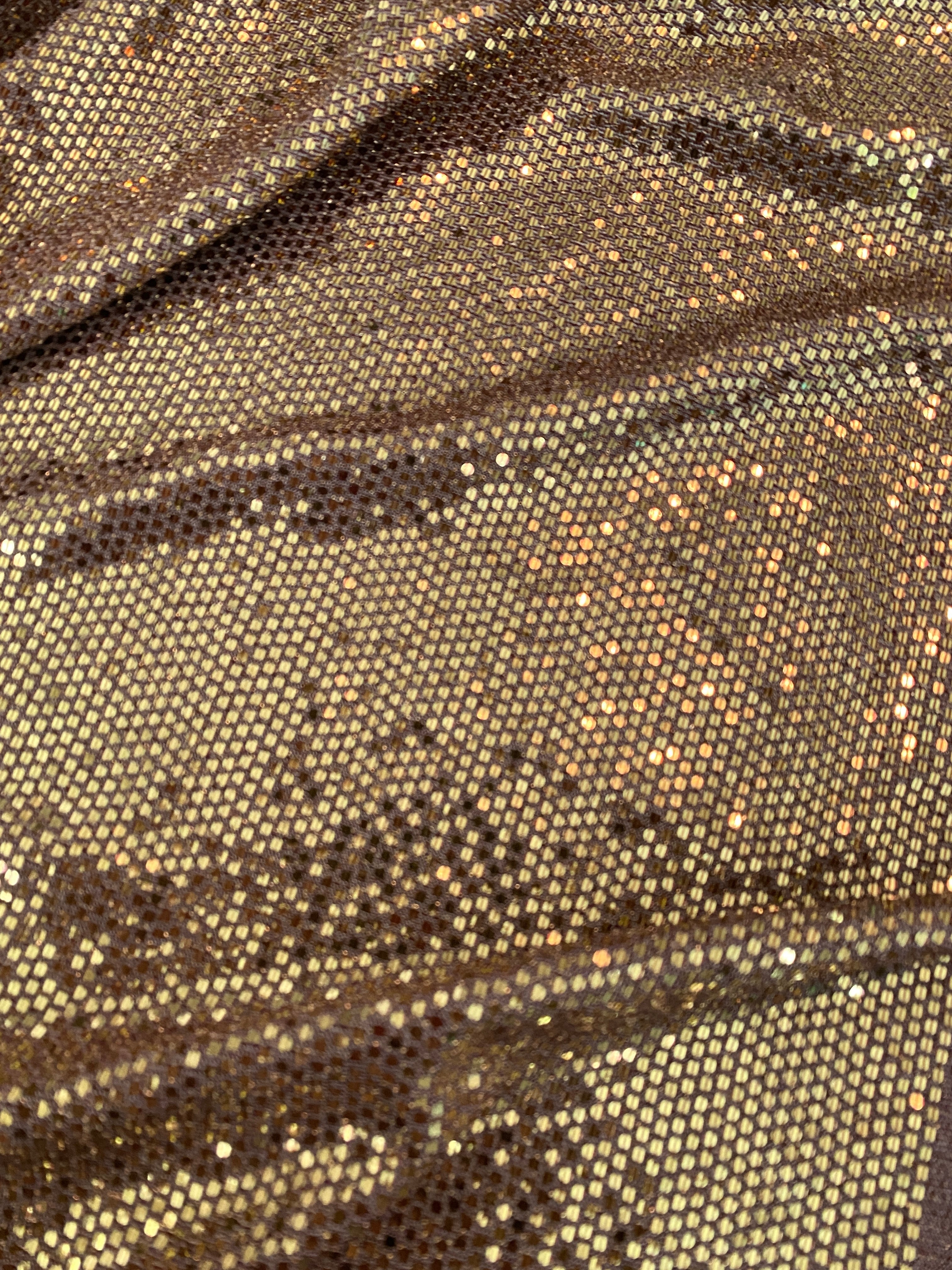 Gold Flat Mirror Stretch Sequin Knit, sequin knit on discount. gold sequin, stretch sequin knit, flat mirror nsequin material, mirror sequin knit for brides, stretch sequin fabric by the yard, gold sequin knit fabric dress