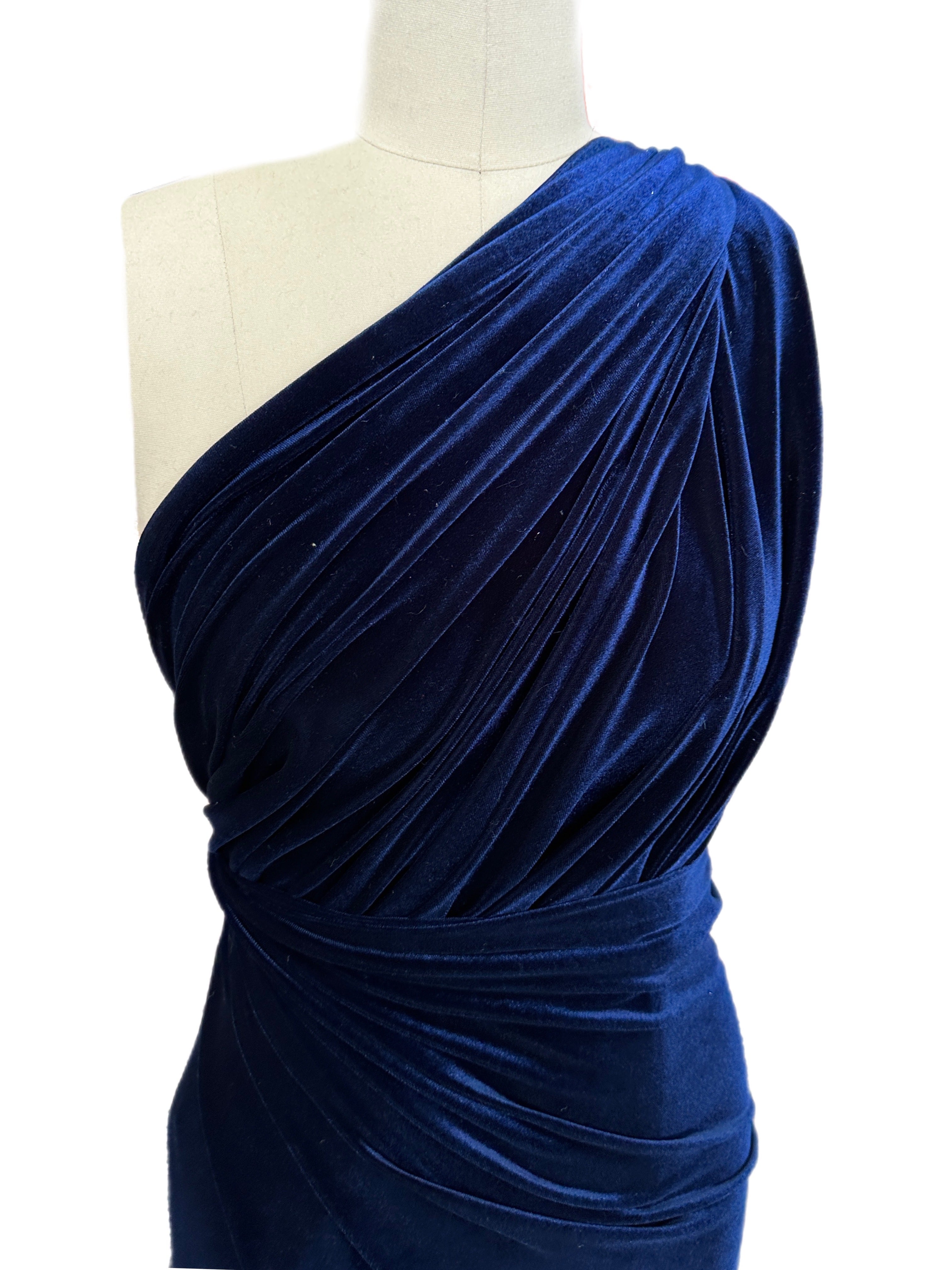 Navy stretch velvet, navy blue velvet for woman, navy bridal fabric, bridal fabric in blue, dark blue velvet, light blue vevlet, velvet on sale, discounted velvet, buy velvet online, velvet for gown, velvet for dress, luxury velvet