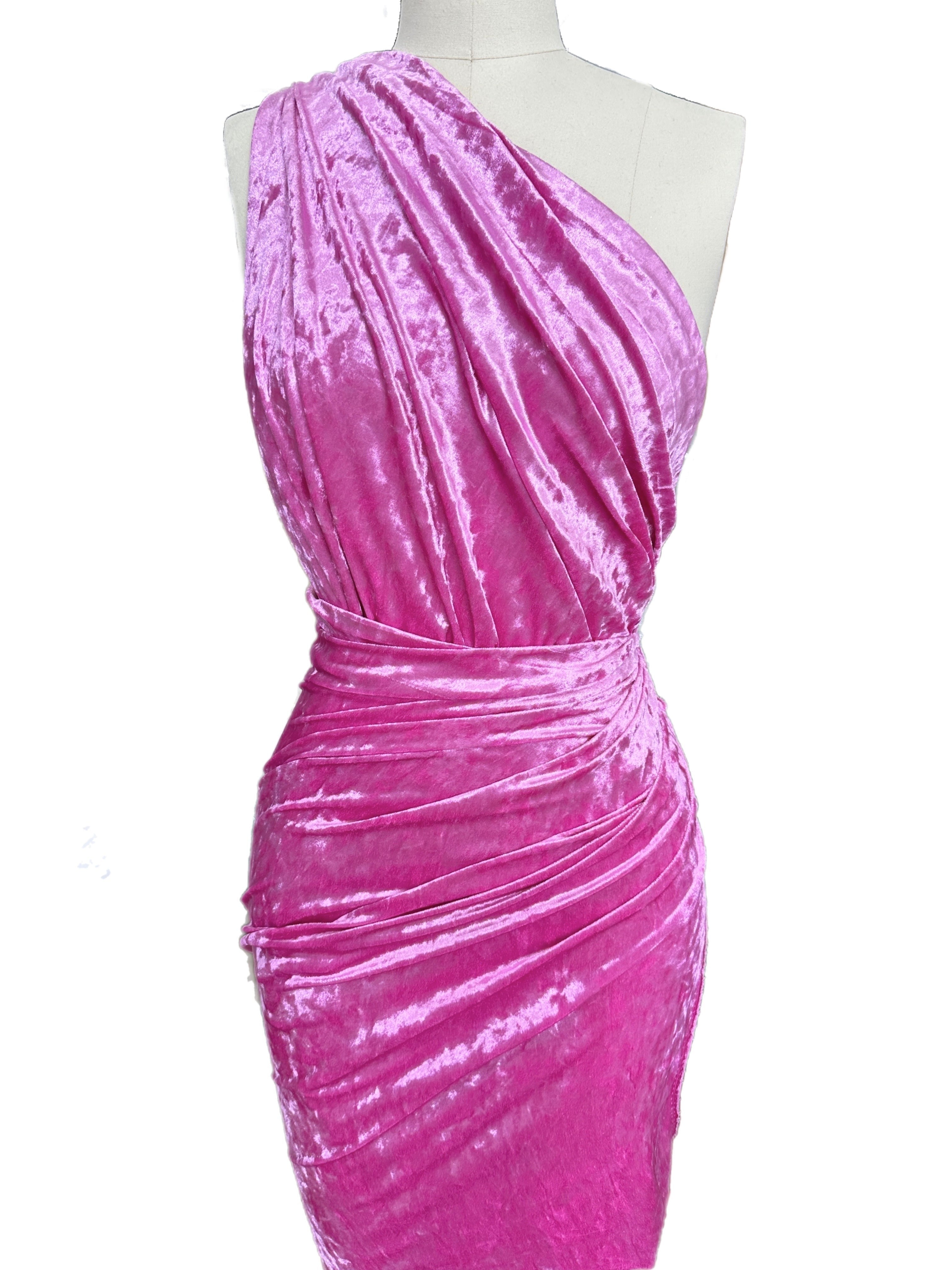 Pink Stretch Crushed Velvet