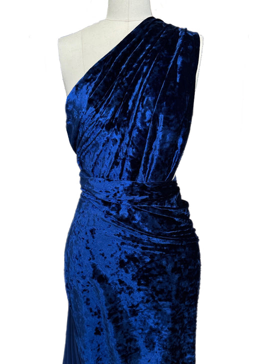 Navy Stretch Crushed Velvet â KikiTextiles