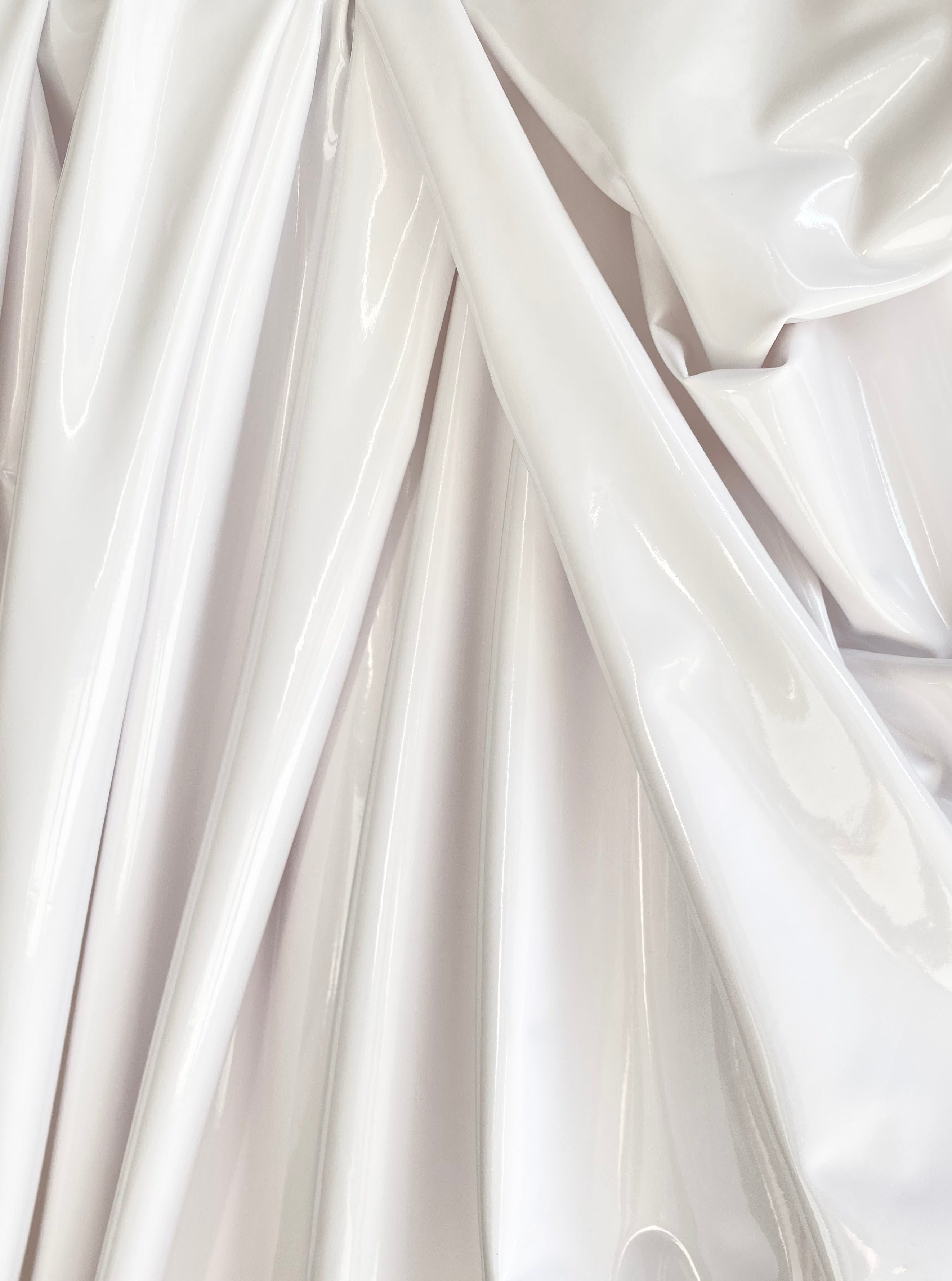 White Shiny Glossy Stretch Patent Leather/Latex