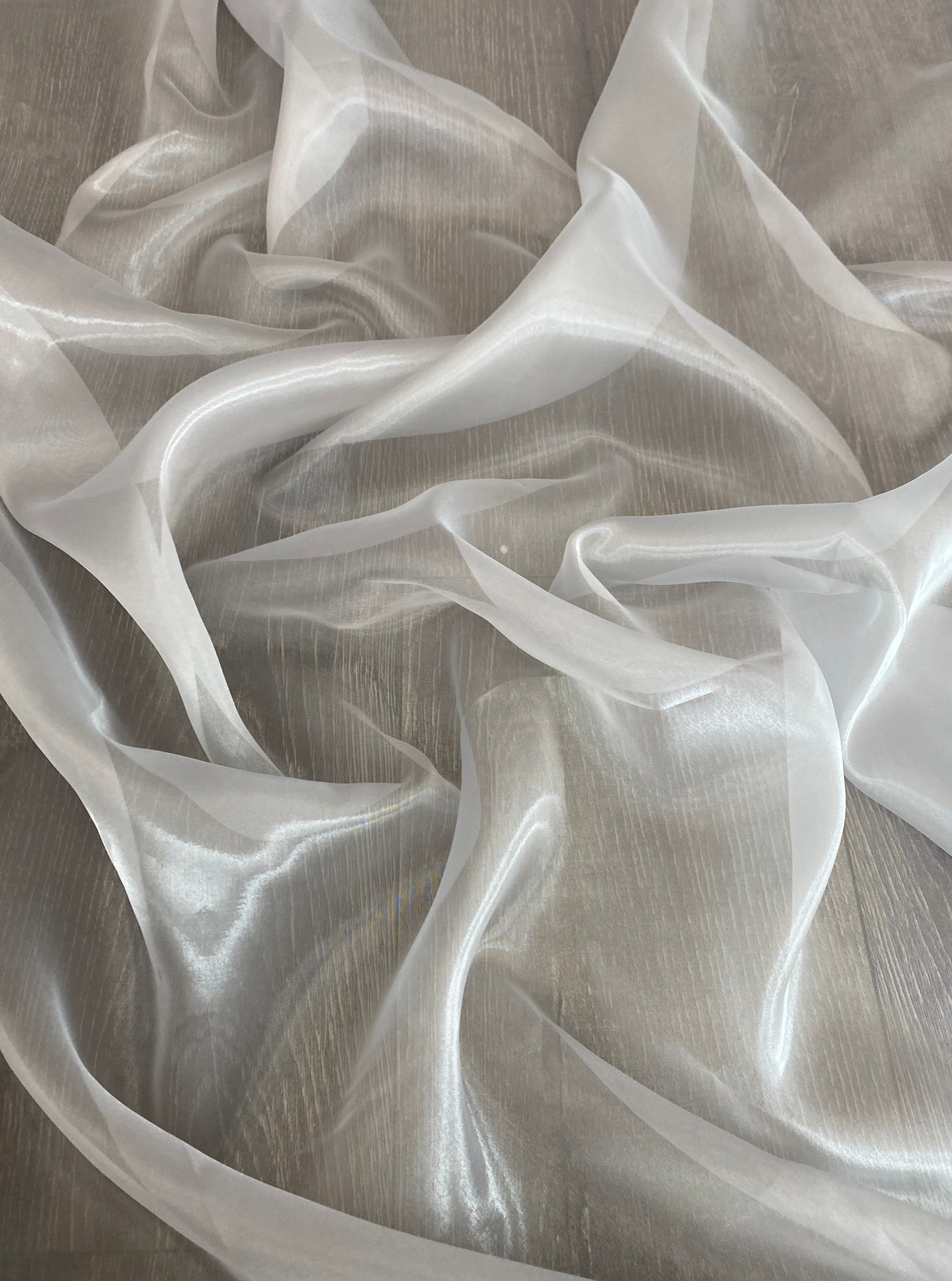 organza, crystal organza, silver crystal organza, ivory white organza, white organza fabric, chiffon organza, kiki textiles, organza store usa, organza fabric online, organza fabric for dress, transparent fabric