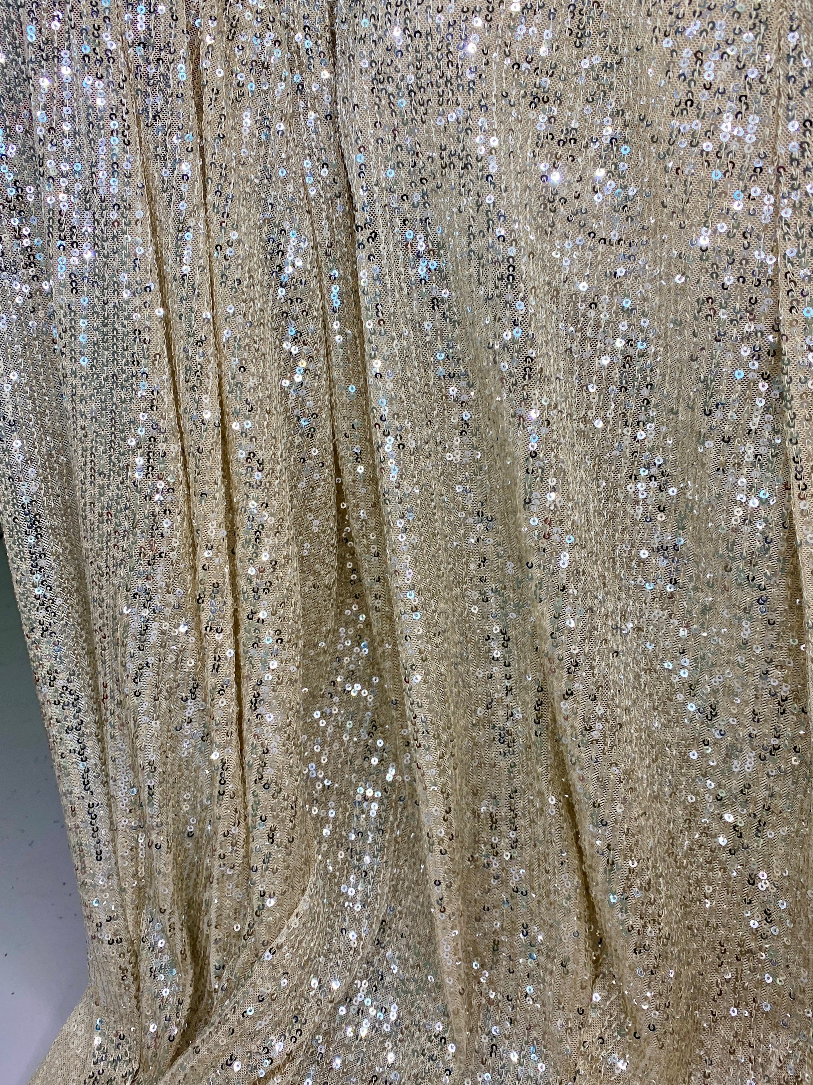 Champagne Stretch Sequin Mesh, light gold Stretch Sequin Mesh, gold Stretch Sequin Mesh, Stretch Sequin Mesh for woman,  Stretch Sequin Mesh for bride, Stretch Sequin Mesh on sale, Stretch Sequin Mesh on discount, Stretch Sequin Mesh online