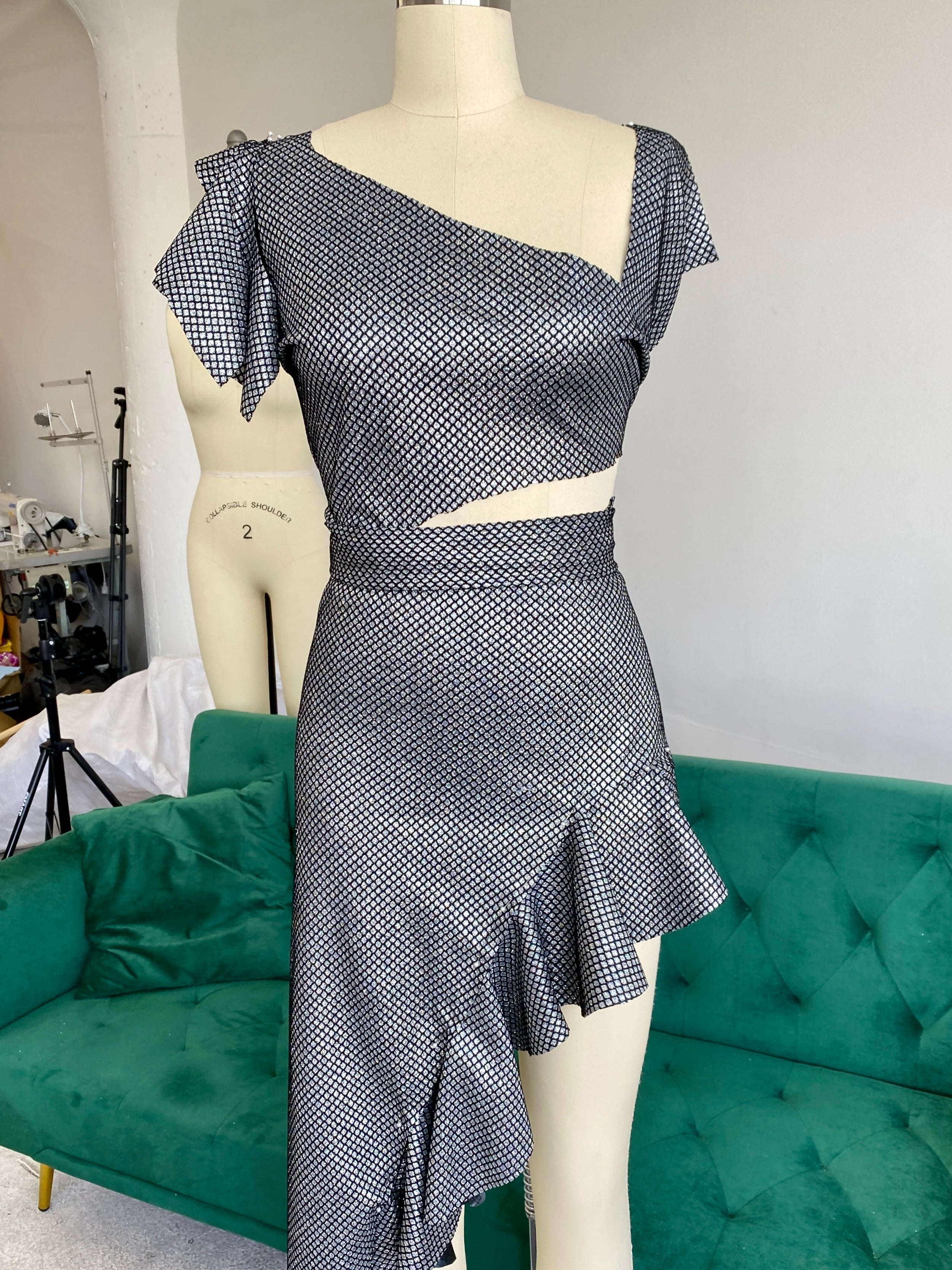 Silver Diamond Glitter Fabric