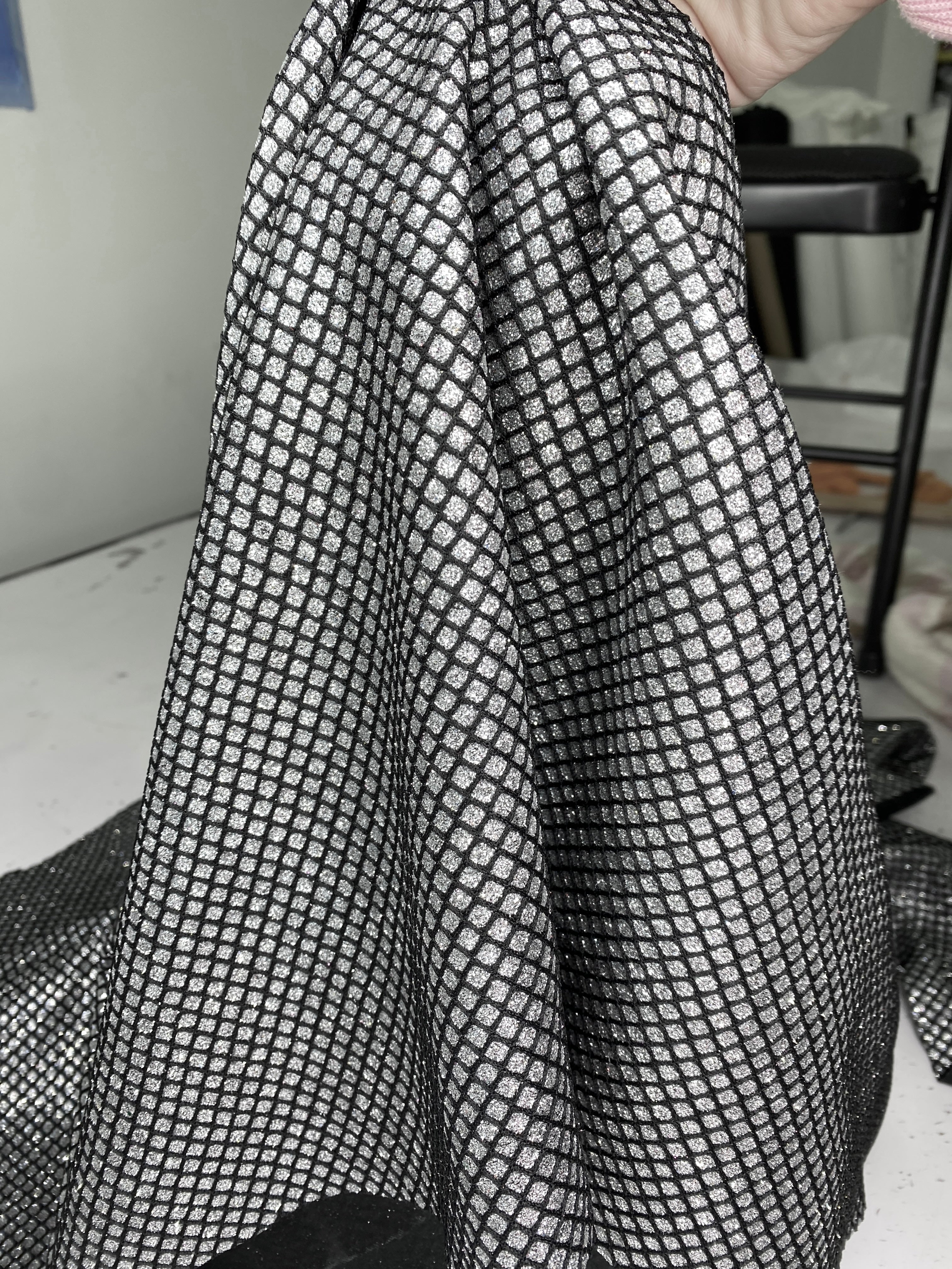 Silver Diamond Glitter Fabric