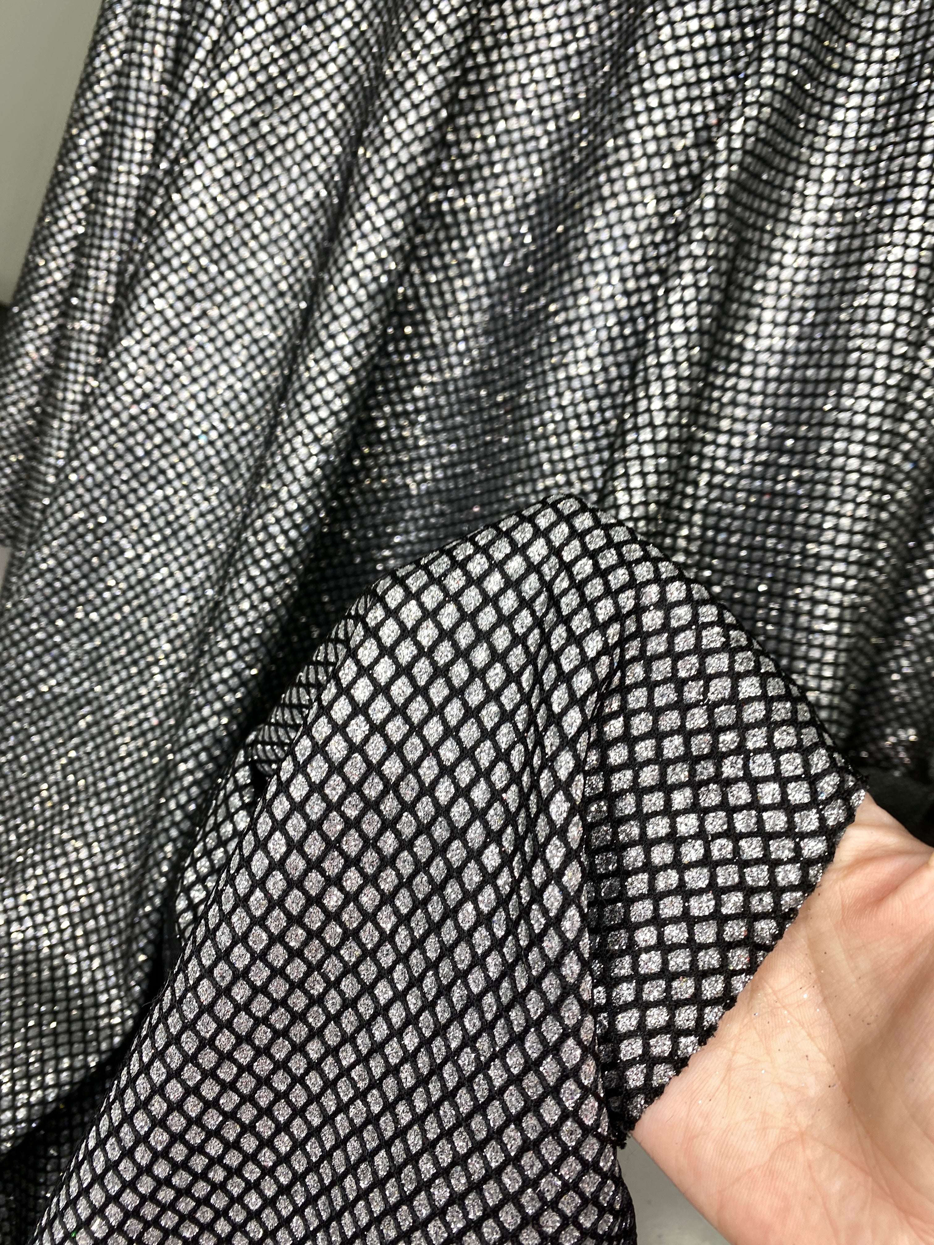 Silver Diamond Glitter Fabric