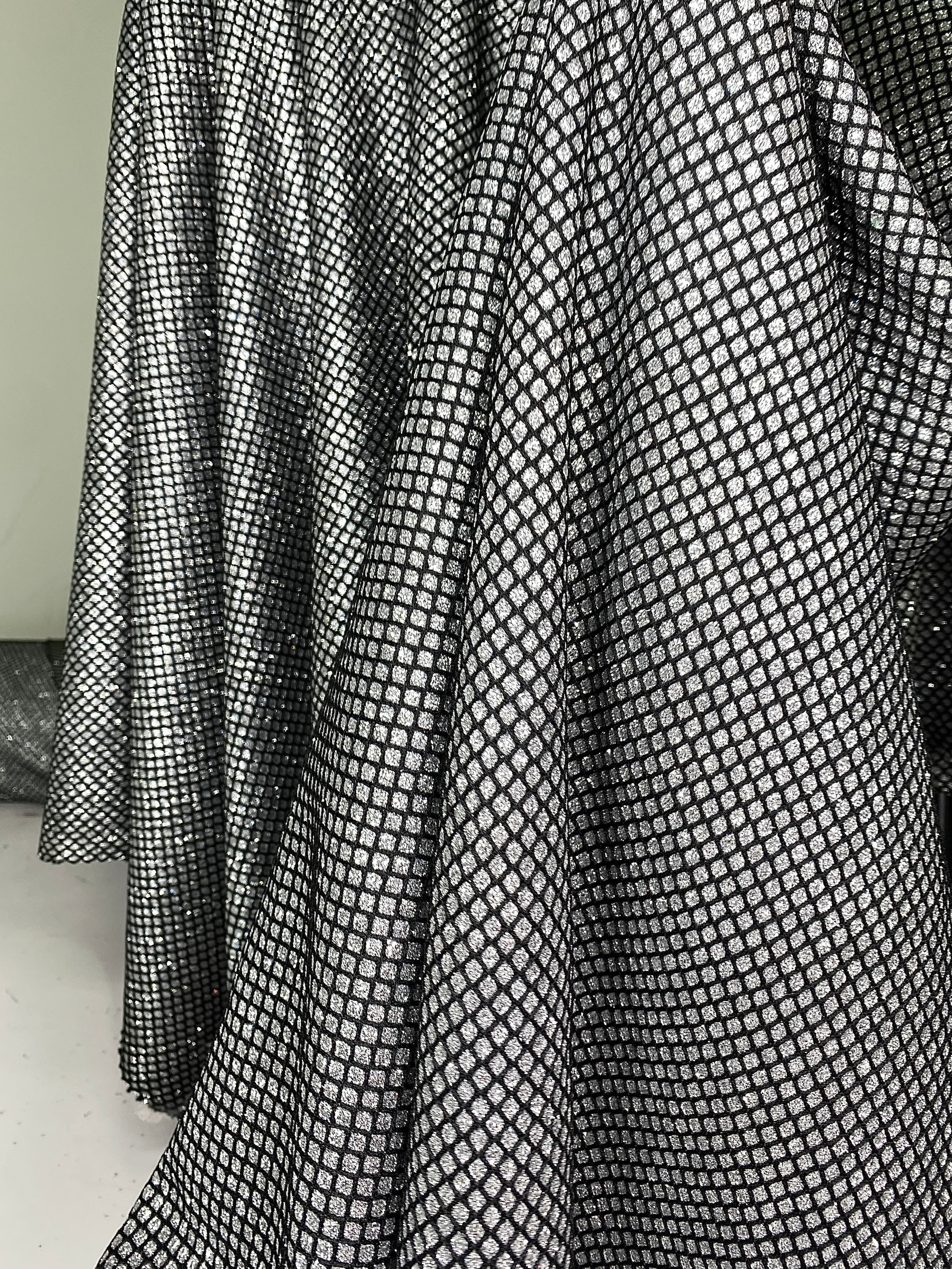 Silver Diamond Glitter Fabric