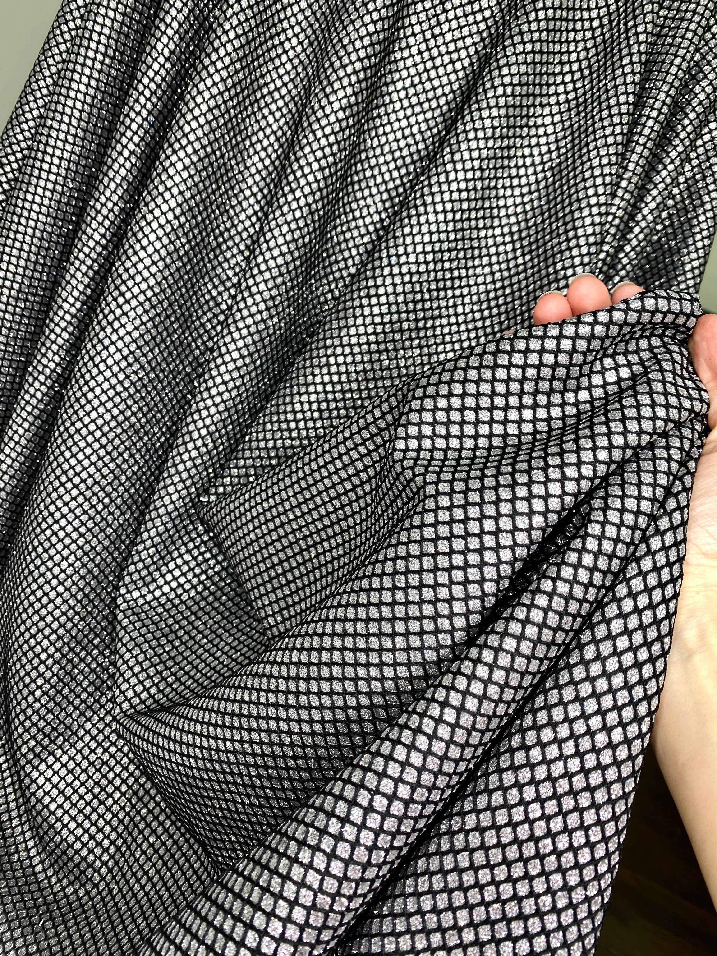 Silver Diamond Glitter Fabric