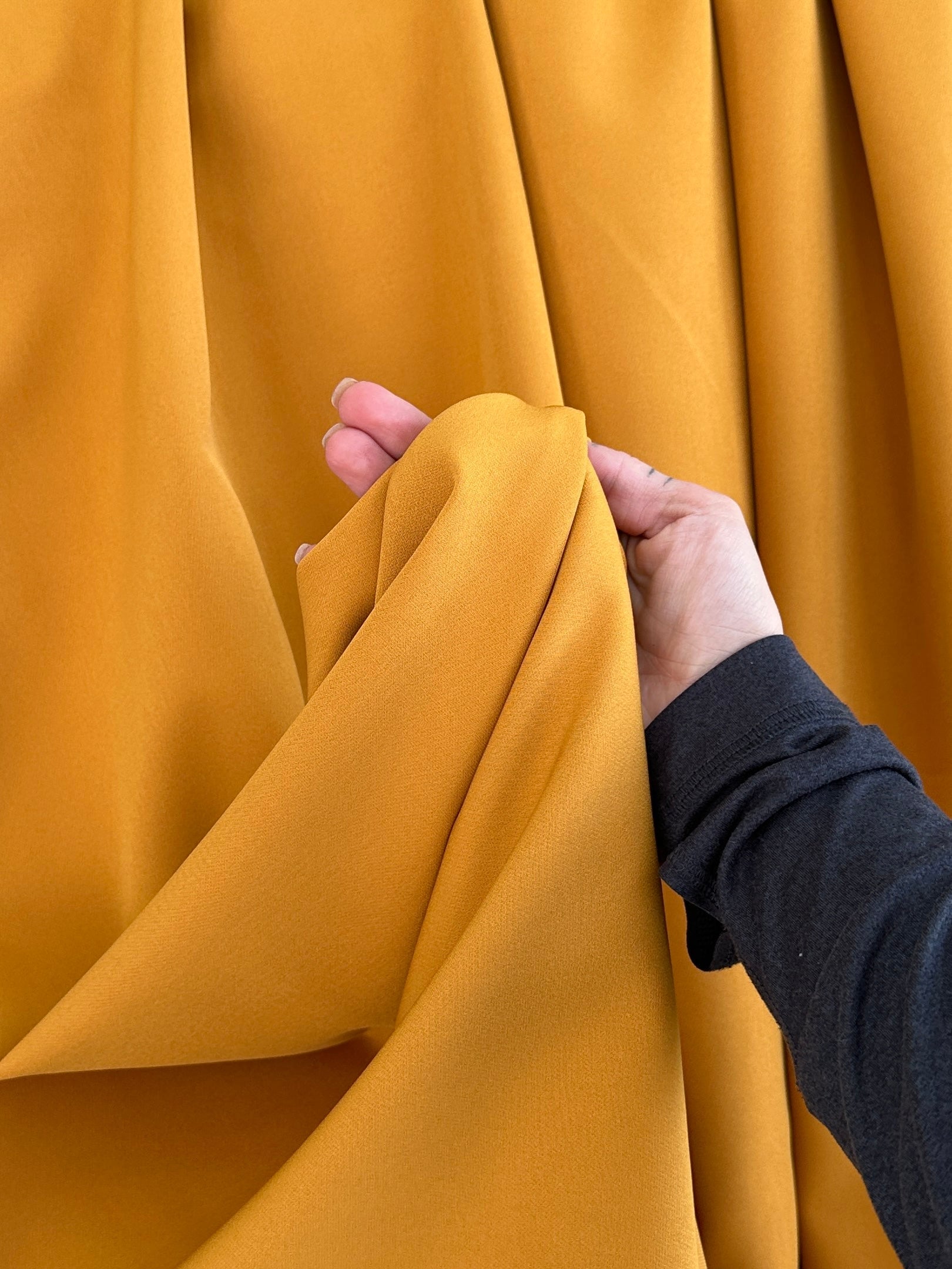 gabardine twill, gabardine poplin, crepe fabric, twill fabric, gabardine fabric, twill fabric by the yard, crepe fabric by the yard, gabardine fabric by the yard, crepe fabric by the yard, poplin fabric by the yard, bridal crepe, mustard stretch crepe, bright yellow crepe, crepe for woman, bridal crepe, discounted fabric, fabric on sale, buy fabric online