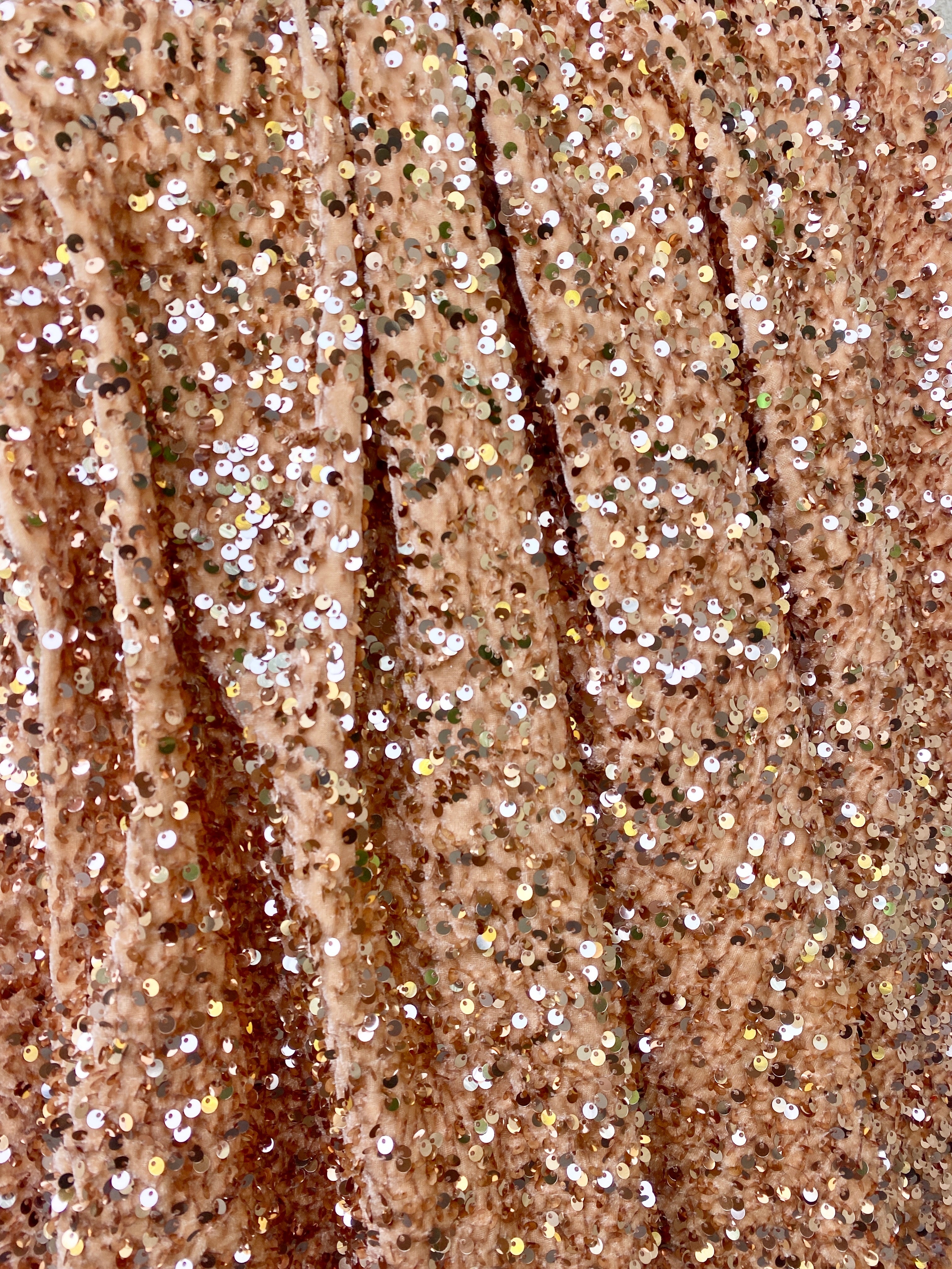 Gold Champagne Sequin Velvet, gold Sequin Velvet, dusty gold Sequin Velvet, champagne Sequin Velvet, light brown Sequin Velvet, Sequin Velvet for woman, Sequin Velvet for bride, Sequin Velvet on discount, Sequin Velvet on sale, shinny Sequin Velvet