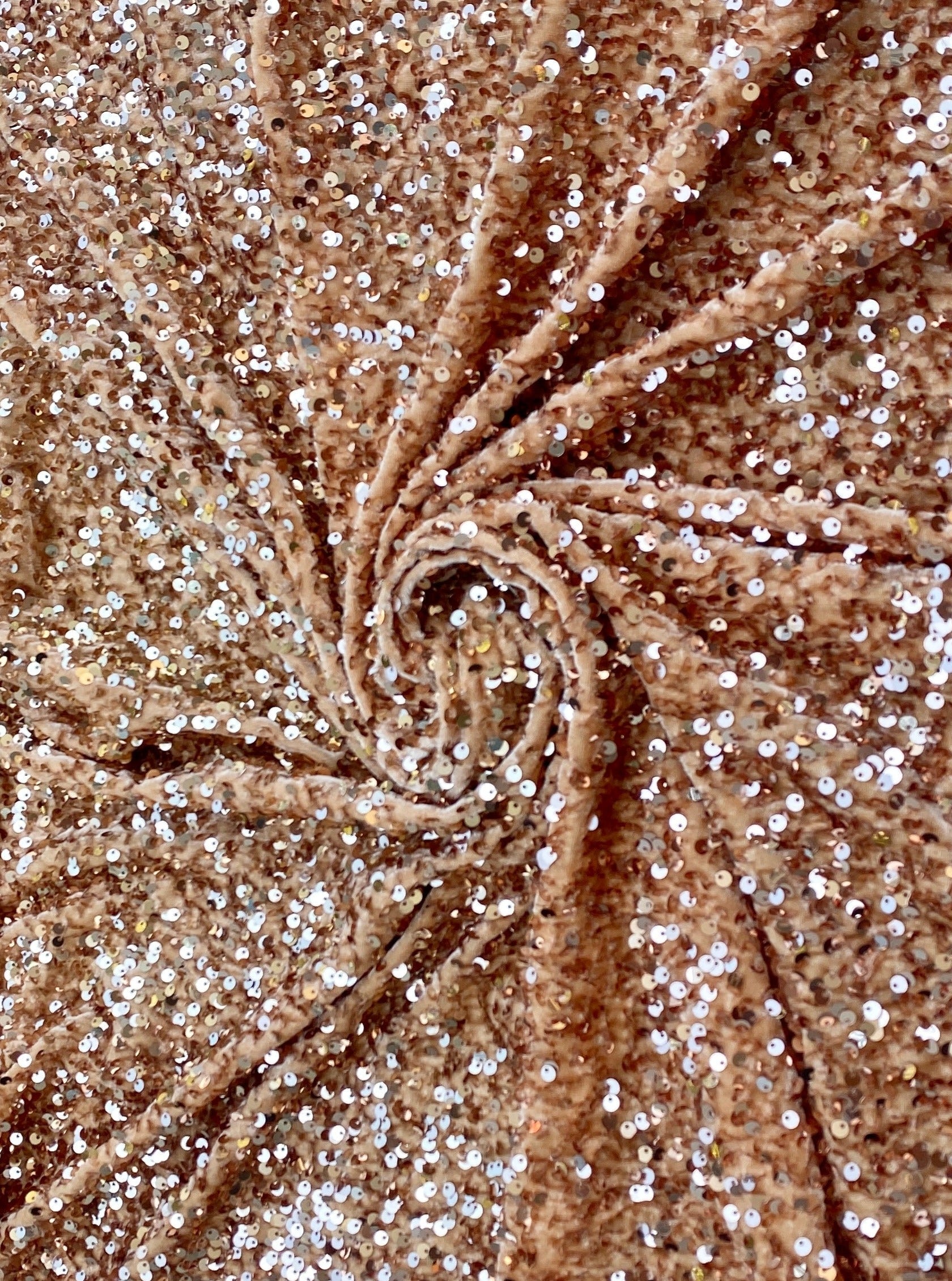 Gold Champagne Sequin Velvet, gold Sequin Velvet, dusty gold Sequin Velvet, champagne Sequin Velvet, light brown Sequin Velvet, Sequin Velvet for woman, Sequin Velvet for bride, Sequin Velvet on discount, Sequin Velvet on sale, shinny Sequin Velvet