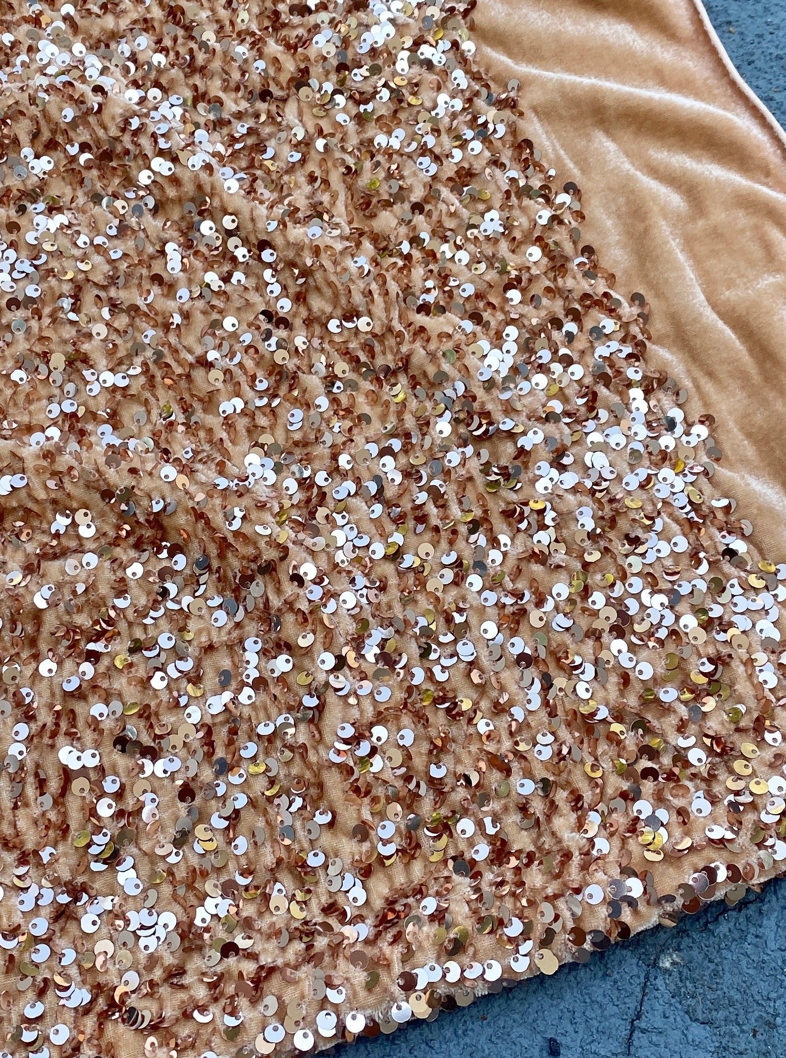 Gold Champagne Sequin Velvet, gold Sequin Velvet, dusty gold Sequin Velvet, champagne Sequin Velvet, light brown Sequin Velvet, Sequin Velvet for woman, Sequin Velvet for bride, Sequin Velvet on discount, Sequin Velvet on sale, shinny Sequin Velvet