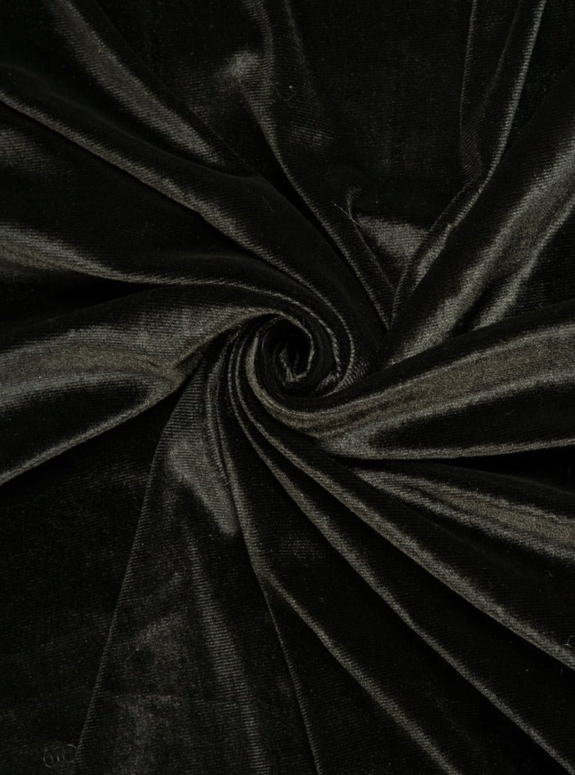 black stretch velvet, jet black velvet, dark gray stretch velvet, charcoal velvet, black velvet for dress, soft black velvet, luxury velvet, shiny velvet, kikitextile, velvet store usa, velvet for bride, velvet for woman