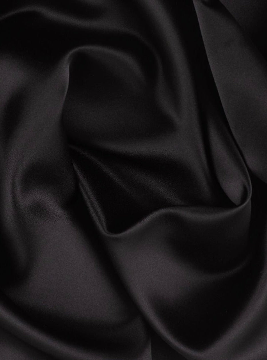  Black Heavy Satin Fabric, Black Bridal Shiny Satin by yard, Black Satin Fabric for Wedding Dress, black satin for gown, black satin for woman, black satin for dresses, satin on sale, discounted satin, cheap satin, buy satin online, premium satin
