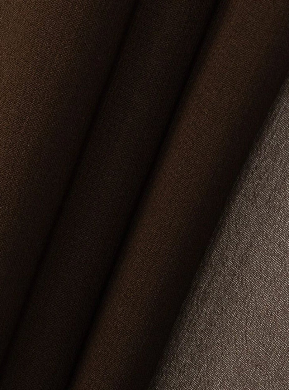 chocolate chiffon, dark chocolate chiffon, light chocolate chiffon, dark brown chiffon, chiffon for woman, chiffon for bride, premium chiffon, chiffon in low price, chiffon for party wear, chiffon for gown
