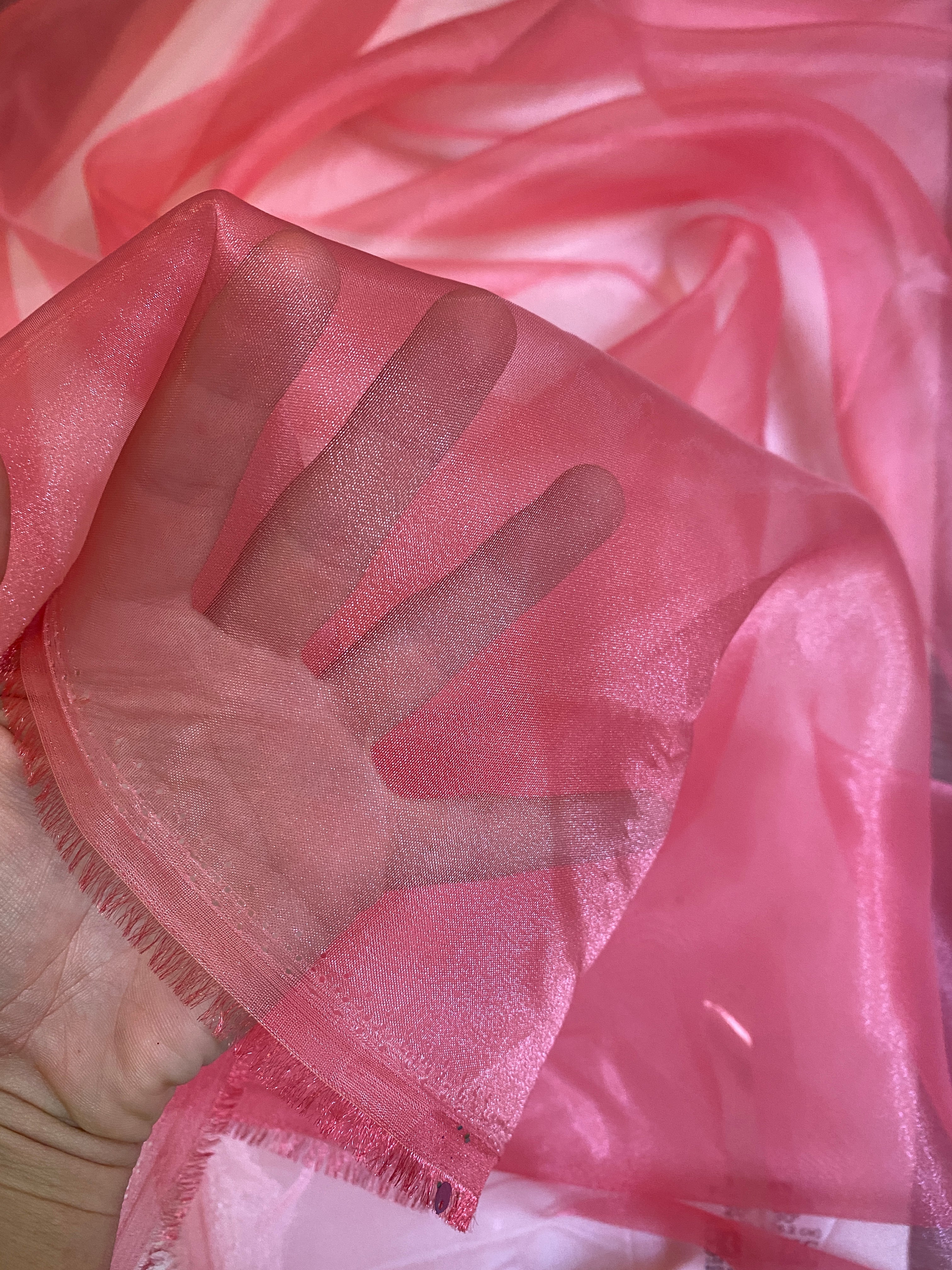 salmon Crystal Organza, pink Crystal Organza for woman, coral Crystal Organza, rose pink Crystal Organza, Crystal Organza in low price, Crystal Organza for bride, Crystal Organza for party wear, premium Crystal Organza, Crystal Organza in low price