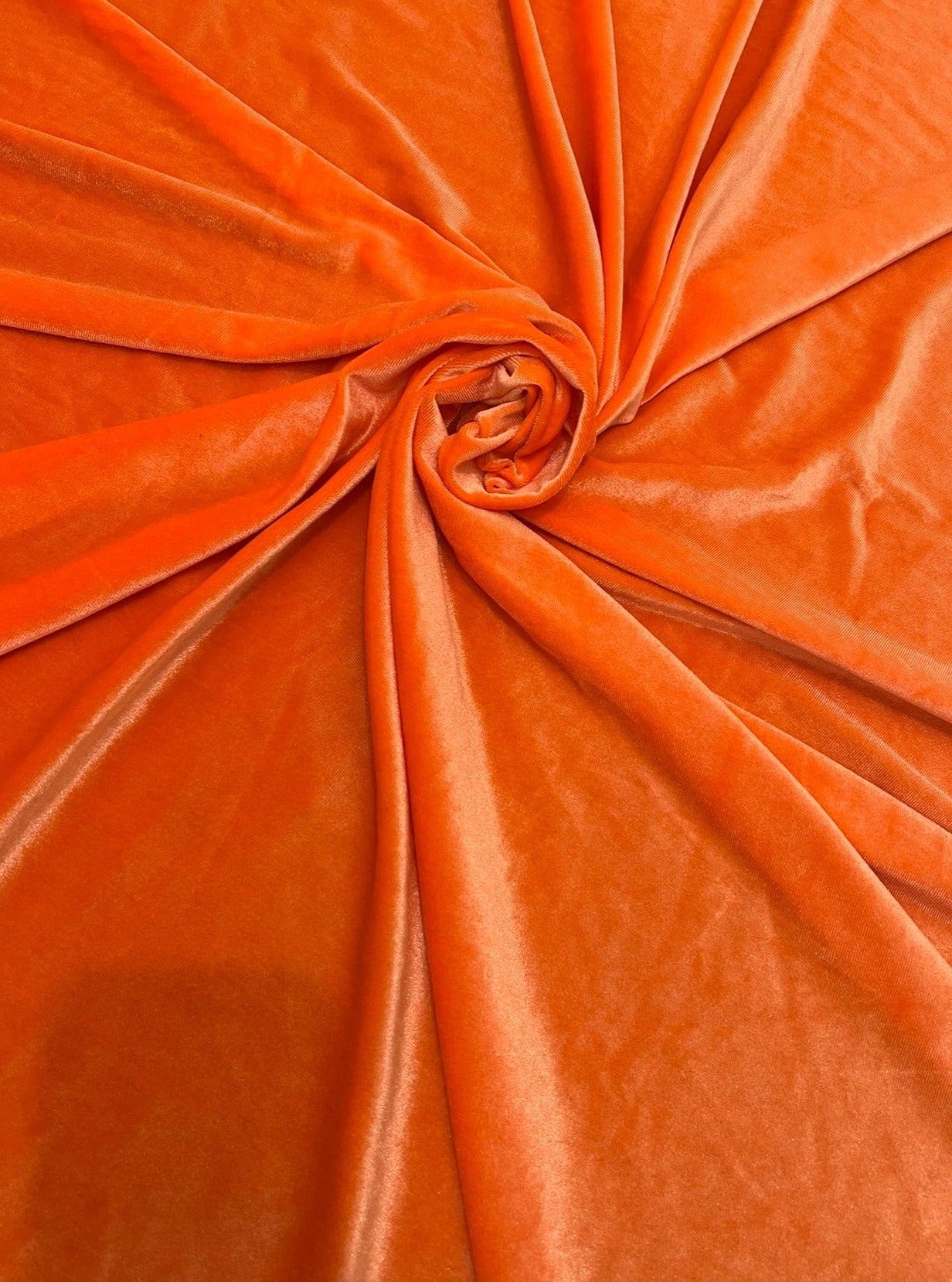 orange stretch velvet, orange velvet for dress, bright orange velvet, fanta color velvet, tangerine color velvet, luxury velvet, kiki textiles, velvet store usa, fabric store los angeles, soft velvet, bridal velvet, 4 way stretch velvet