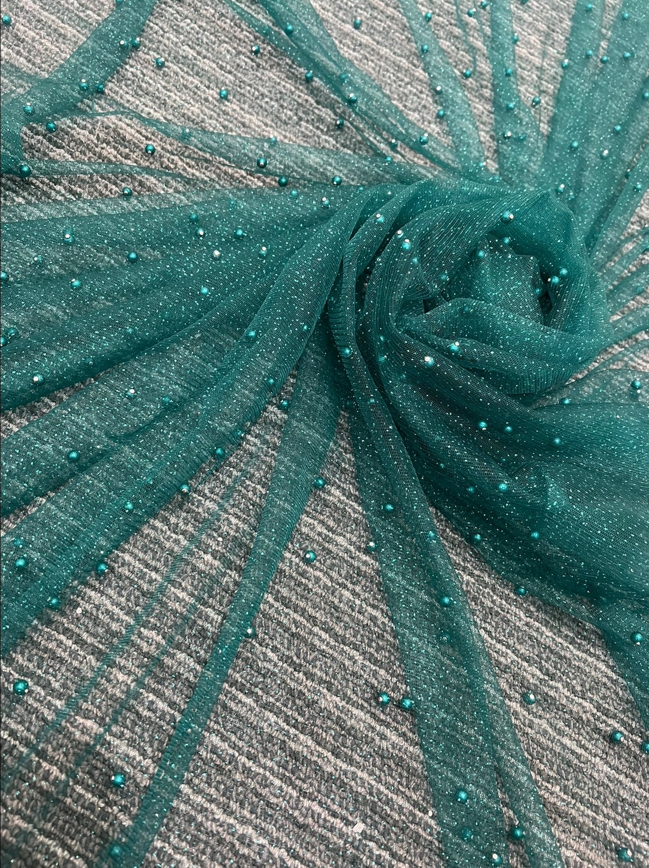 teal Pearl Tulle, deep teal pearl Tulle, teal green pearl tulle, teal  Pearl Tulle for party wear, shinny Pearl Tulle, Pearl Tulle for woman, Pearl Tulle for bride, Pearl Tulle on discount, Pearl Tulle on sale, premium Pearl Tulle, buy Pearl Tulle online