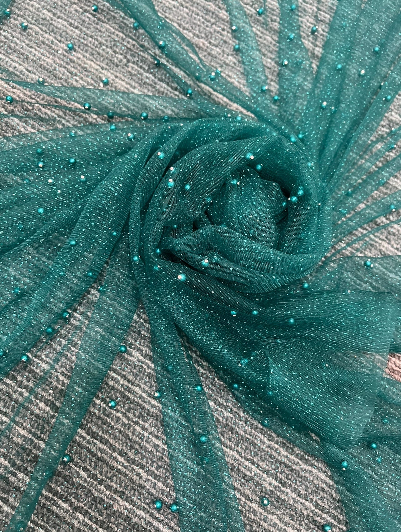 teal Pearl Tulle, deep teal pearl Tulle, teal green pearl tulle, teal  Pearl Tulle for party wear, shinny Pearl Tulle, Pearl Tulle for woman, Pearl Tulle for bride, Pearl Tulle on discount, Pearl Tulle on sale, premium Pearl Tulle, buy Pearl Tulle online