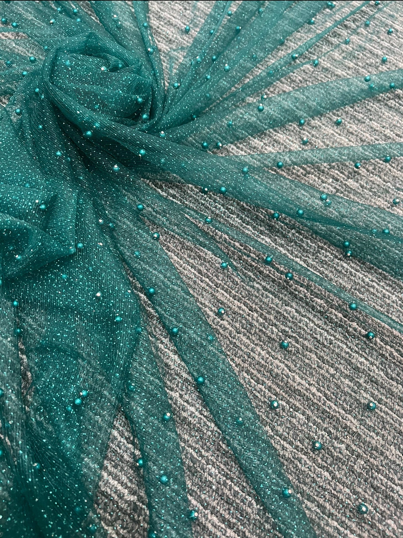 teal Pearl Tulle, deep teal pearl Tulle, teal green pearl tulle, teal  Pearl Tulle for party wear, shinny Pearl Tulle, Pearl Tulle for woman, Pearl Tulle for bride, Pearl Tulle on discount, Pearl Tulle on sale, premium Pearl Tulle, buy Pearl Tulle online