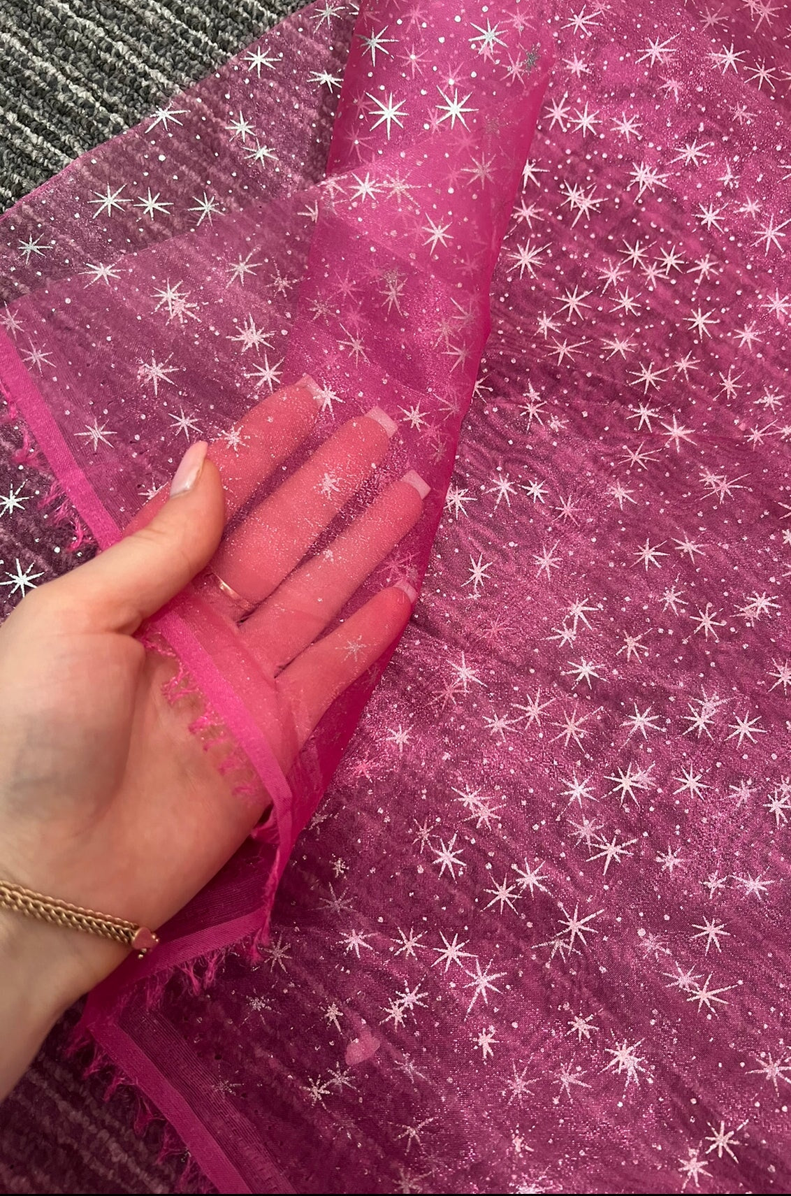 Hot Pink Shooting Star Organza