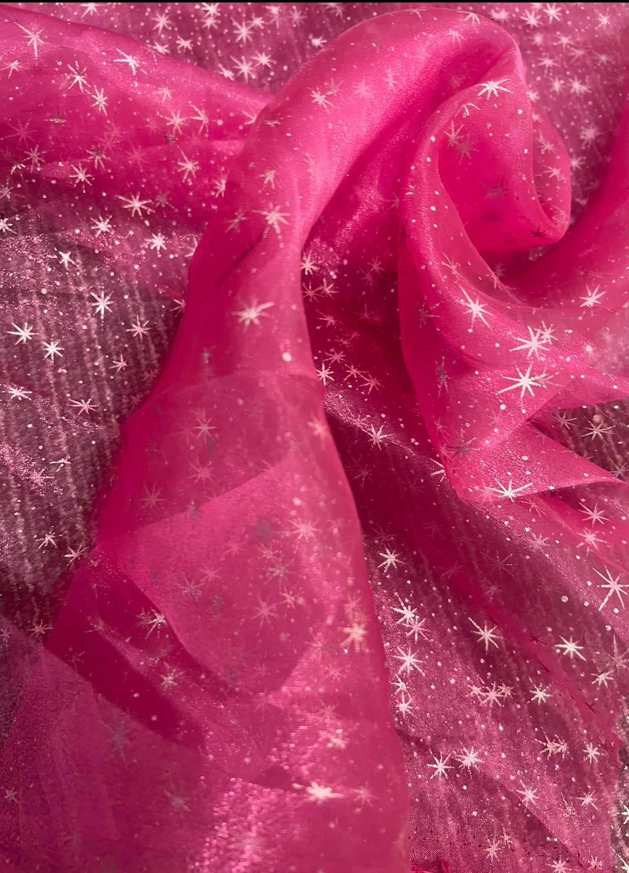 Hot Pink Shooting Star Organza