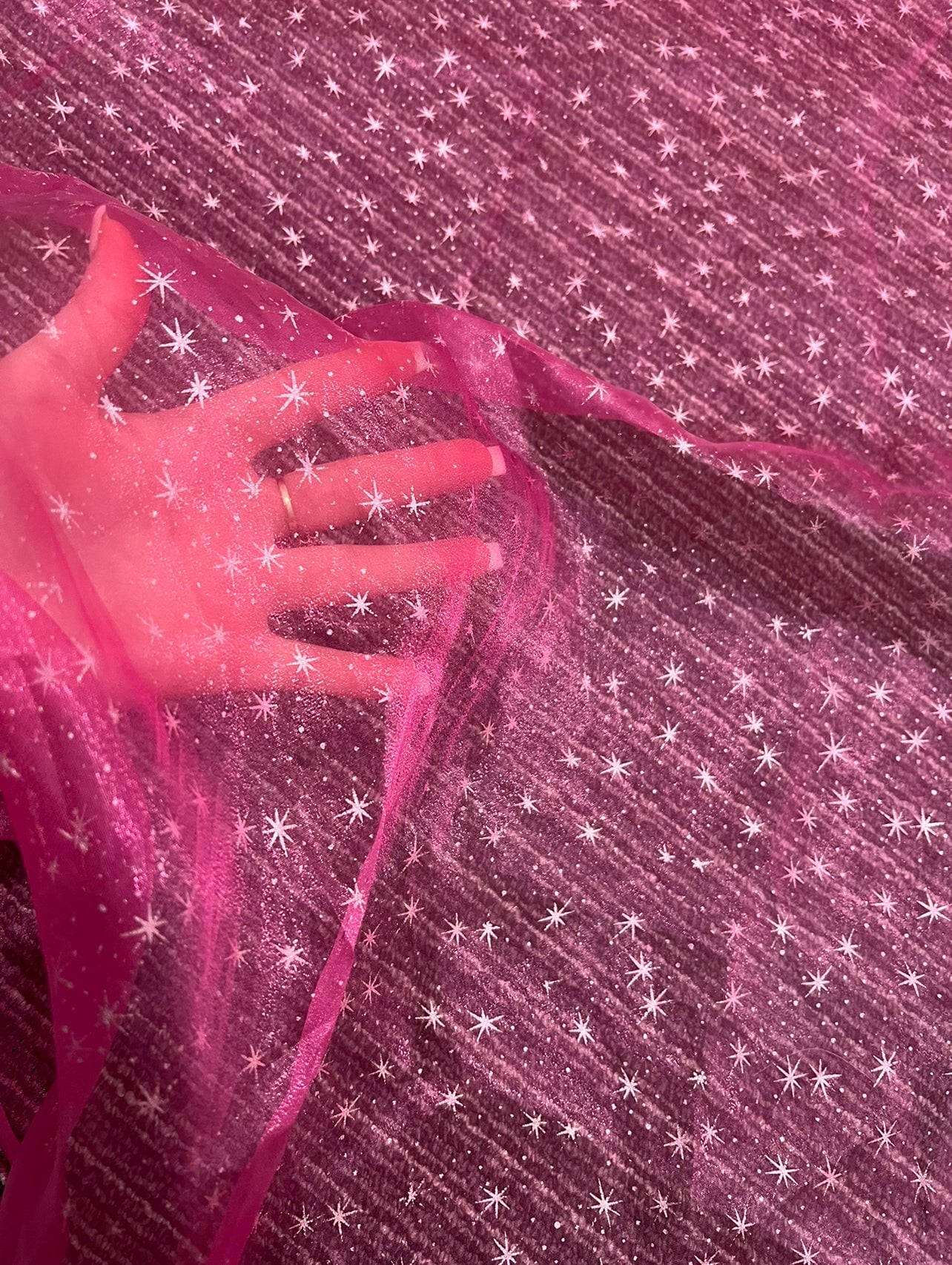 Hot Pink Shooting Star Organza