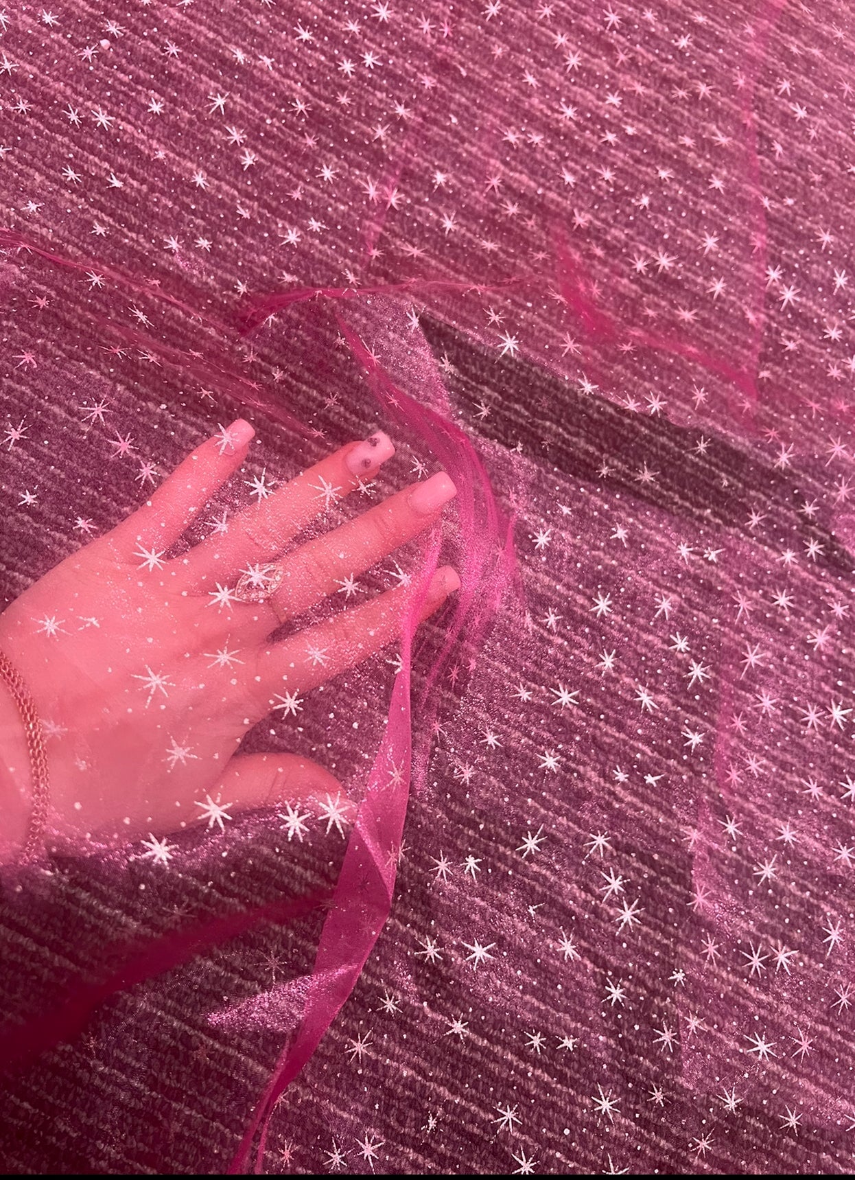 Hot Pink Shooting Star Organza