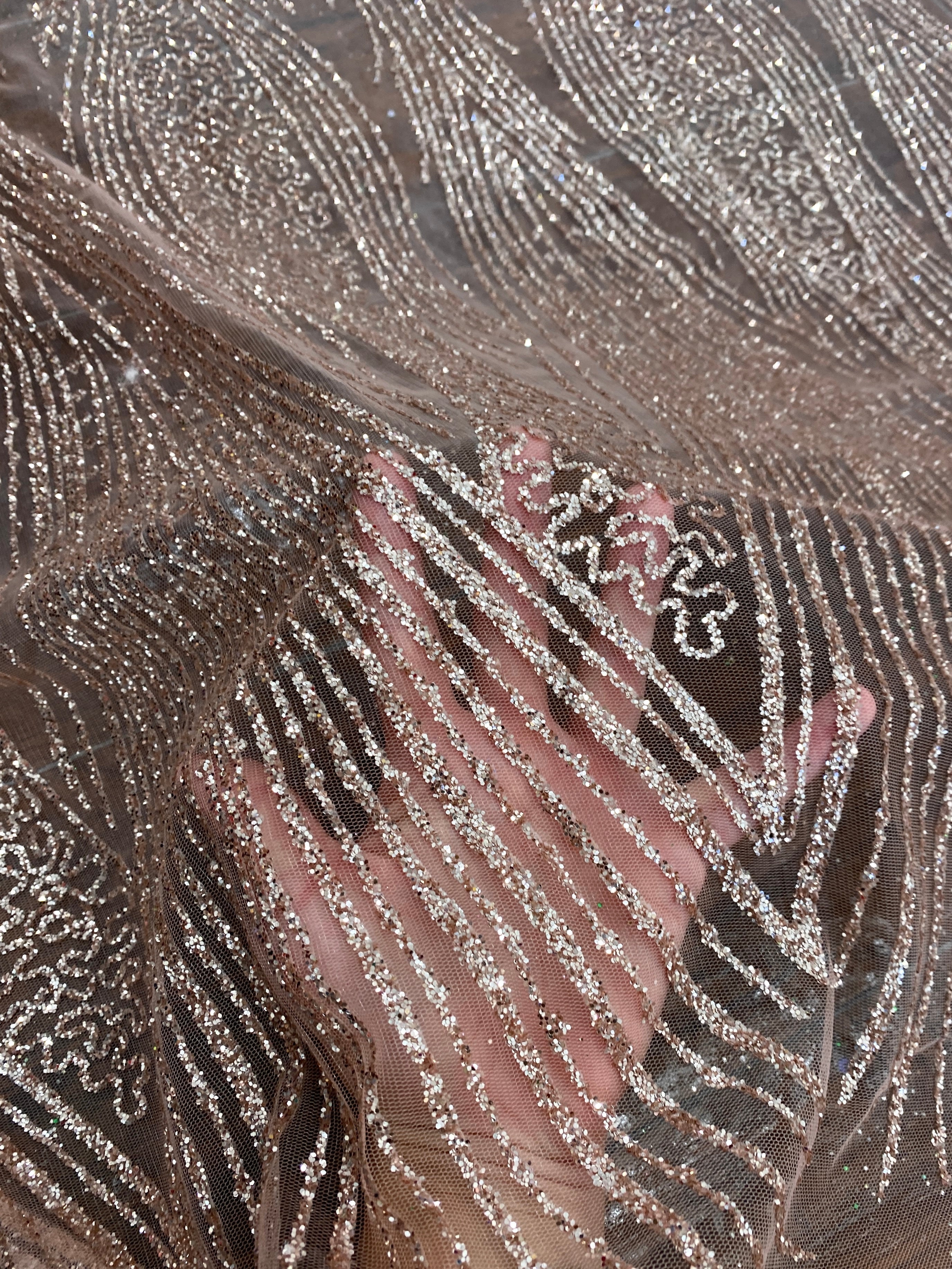 Rose Gold Lace Glitter on Mesh, gold lace Glitter, light brown Lace, dusty gold lace for woman, lace for bride,  lace on discount, lace on sale, premium lace, kiki textile lace, lace for party wear dresses, lace on mesh