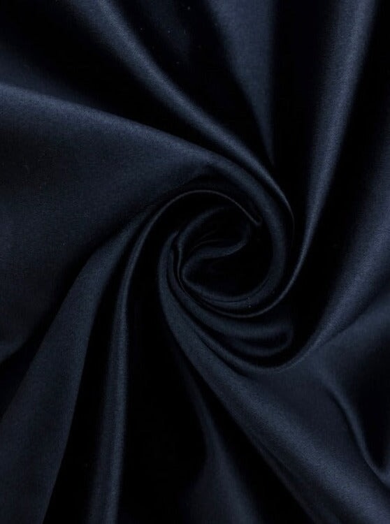 Navy Duchesse Satin Fabric, Dark Blue Bridal Shiny Satin by yard, Navy Heavy Satin Fabric for Wedding Dress, Gown in navy color, Satin for woman, Satin on discount, buy satin online, premium satin, cheap satin