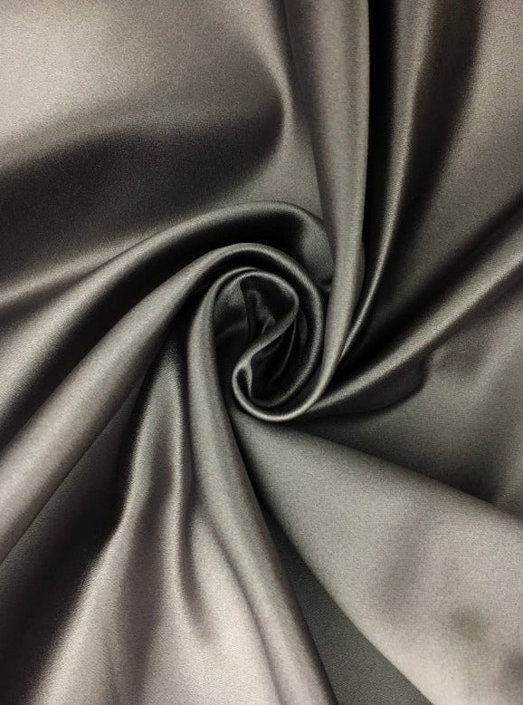 Dark Grey Duchesse Satin Fabric, Grey Bridal Shiny Satin by yard, Silver Heavy Satin Fabric for Wedding Dress, grey gown, light grey satin, dark grey satin, satin for woman, premium satin, buy satin online, best quality satin, discounted satin, cheap satin