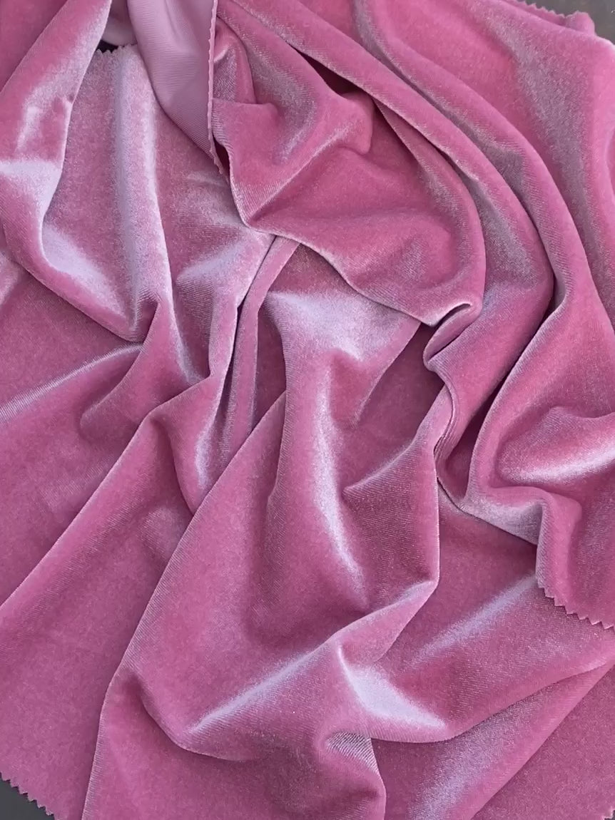 dusty rose stretch velvet, dusty rose stretch velvet for gown, stretch velvet for wedding, stretch pure velvet, pinkstretch velvet for brides, stretch fancy velvet, velvet for dress, stretch expensive velvet