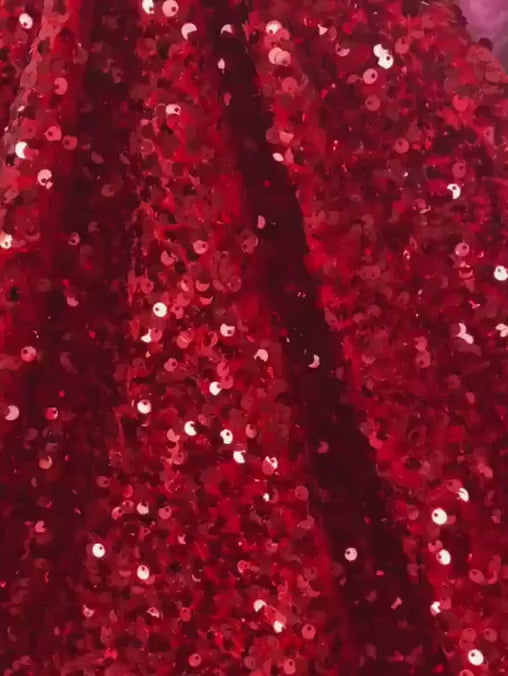 red stretch sequin on velvet,Red Sequin on Velvet, velvet cloth, red velvet, sequin stretch velvet, velvet for gown, stretch velvet, velvet fabric with sequin, solid velvet, red sequin fabric, sequin fabric for gown, 4 way stretch velvet