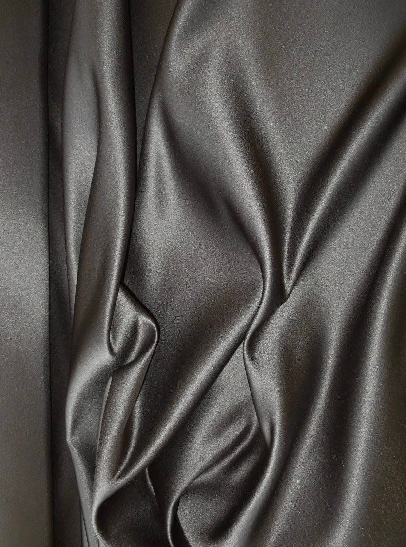 Dark Grey Duchesse Satin Fabric, Grey Bridal Shiny Satin by yard, Silver Heavy Satin Fabric for Wedding Dress, grey gown, light grey satin, dark grey satin, satin for woman, premium satin, buy satin online, best quality satin, discounted satin, cheap satin