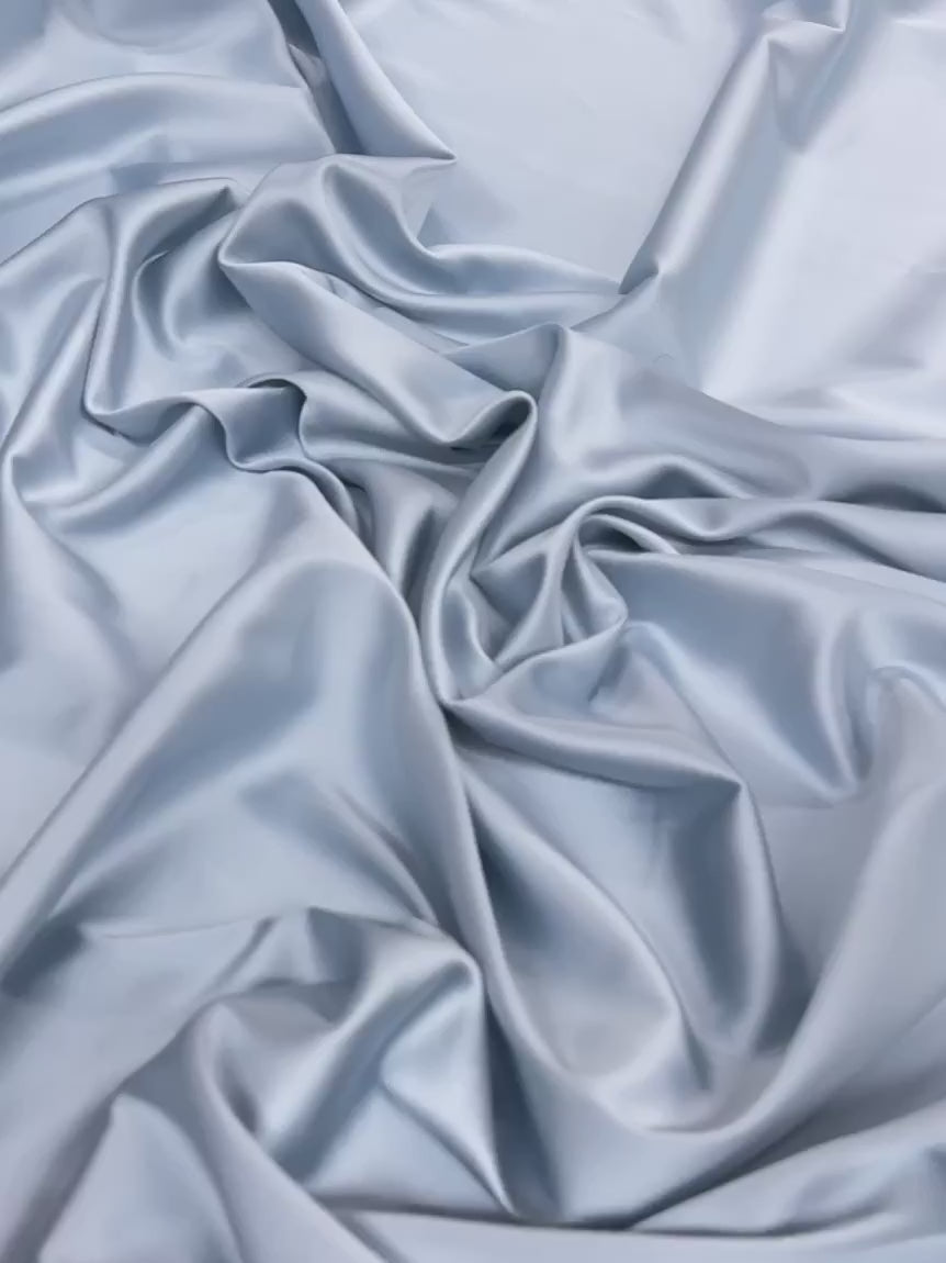 Natural silk, pure silk, 100% pure silk, dusty blue silk, dusty blue natural silk, dusty blue silk satin, dusty blue silk online, light blue silk, baby blue silk, blue silk, natural fabric, kiki textiles, online fabric store usa, luxurious fabric, silk satin online, fancy silk, soft silk, smooth silk, 100% natural silk, charmeuse satin