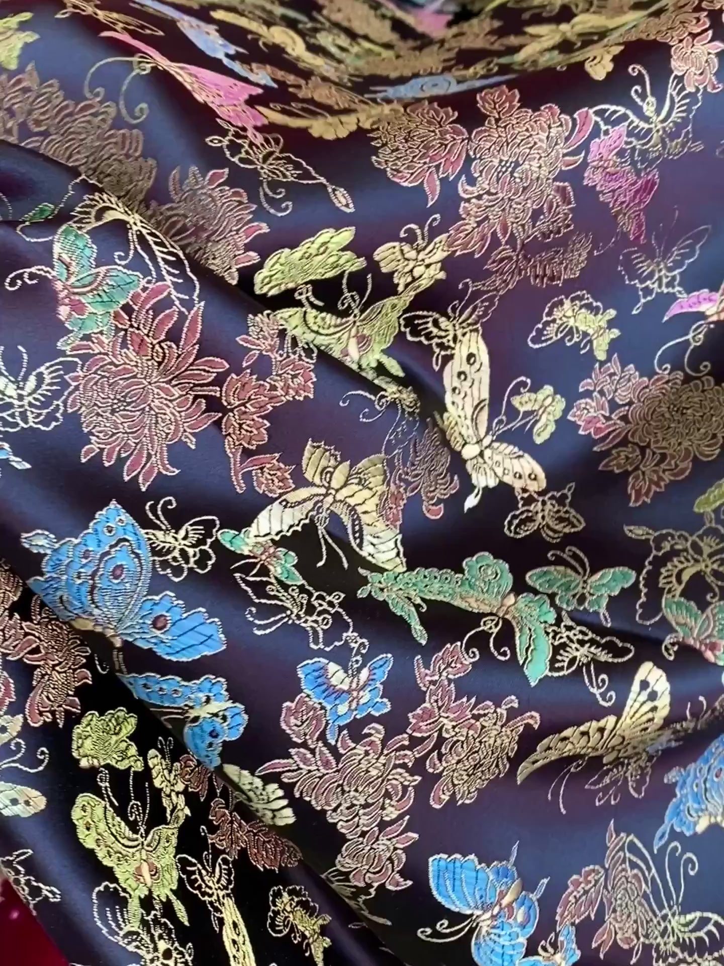  Black Multicolor Floral/Butterflies Print Brocade, Multicolor Floral Print Brocade, rainbow Floral Print Brocade, Floral Print Brocade for bride, Floral Print Brocade for woman, Floral Print Brocade on sale, Floral Print Brocade on discount, Floral Print Brocade in low price