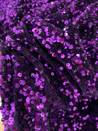 purple Sequin on Velvet, dark purple sequin on velvet, light purple sequin on velvet, shinny purple sequin on velvet, velvet on discount, velvet on sale, buy velvet online, kikitextile velvet, premium velvet, velvet for gown, velvet for woman, velvet for bride