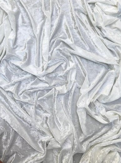 White  Crushed Velvet, velvet cloth, silver velvet, crushed velvet, velvet for gown, bright white crushed velvet, velvet fabric, solid velvet, off white crushed fabric, crushed velvet fabric for gown, 4 way crushed velvet