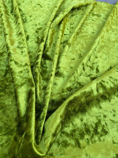 Olive  Crushed Velvet, velvet cloth, light green velvet, crushed velvet, velvet for gown, green crushed velvet, velvet fabric, solid velvet, light green crushed fabric, crushed velvet fabric for gown, 4 way crushed velvet