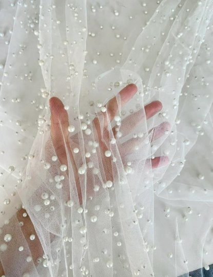 Bright White Pearl Tulle, white Pearl Tulle, off white Pearl Tulle, milky white Pearl Tulle, pearl white Pearl Tulle, Pearl Tulle for woman, Pearl Tulle for bride, Pearl Tulle on discount, Pearl Tulle on sale, premium Pearl Tulle, buy Pearl Tulle online