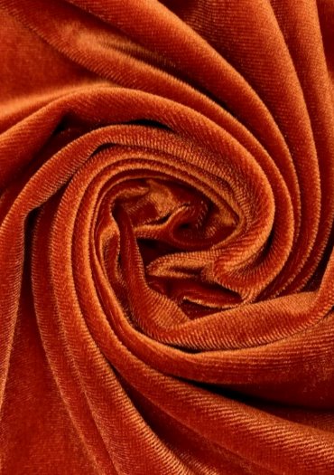 Burnt orange stretch velvet, orange stretch velvet for gown, stretch velvet for wedding, stretch pure velvet, orange stretch velvet for brides, burnt stretch fancy velvet, velvet for dress, stretch expensive velvet