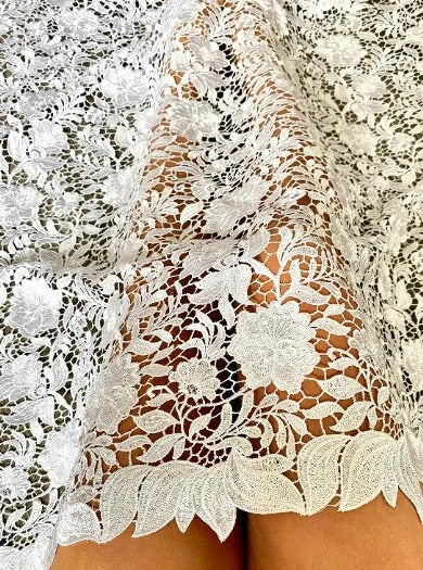  White Floral Embroidered Guipure, off white Embroidered Guipure, Bridal Embroidered Guipure, Embroidered Guipure, Floral Lace double edged, lace fabric on discount, Embroidered Guipure on sale, premium Embroidered Guipure, buy Embroidered Guipure online