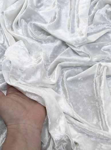 White  Crushed Velvet, velvet cloth, silver velvet, crushed velvet, velvet for gown, bright white crushed velvet, velvet fabric, solid velvet, off white crushed fabric, crushed velvet fabric for gown, 4 way crushed velvet