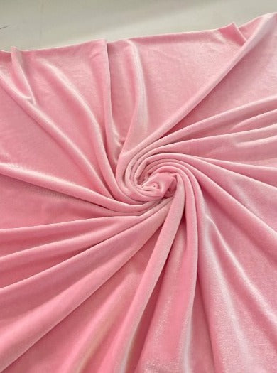 Princess Pink Stretch Velvet, Princess pink velvet fabric, 4 way stretch velvet fabric, solid velvet fabric, velvet fabric for clothing, fabric store, velvet cheap, stretch velvet on sale, pink velvet fabric