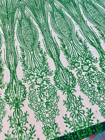 Emerald Green Glittery Lace