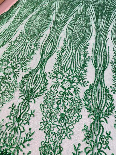 Emerald Green Glittery Lace