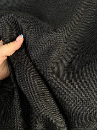 black Natural Linen, jet black, dark gray linen, textured linen, linen for woman, linen for shirts, linen for chair cover, premium linen, linen in low price, kikitextile linen