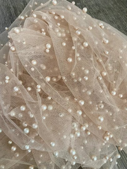 skin tone Pearl Tulle, light pink pearl Tulle, light cream pearl tulle, off white Pearl Tulle, shinny Pearl Tulle, Pearl Tulle for woman, Pearl Tulle for bride, Pearl Tulle on discount, Pearl Tulle on sale, premium Pearl Tulle, buy Pearl Tulle online