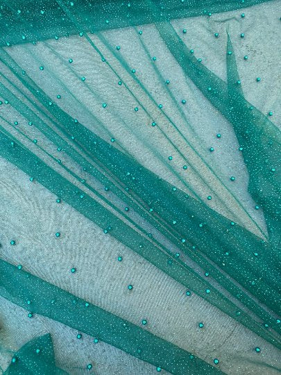 teal Pearl Tulle, teal blue pearl Tulle, cyan pearl tulle, Turquoise Pearl Tulle, shinny Pearl Tulle, Pearl Tulle for woman, Pearl Tulle for bride, Pearl Tulle on discount, Pearl Tulle on sale, premium Pearl Tulle, buy Pearl Tulle online