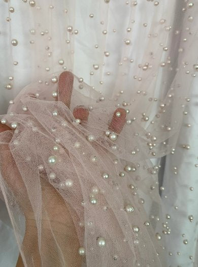 blush Pearl Tulle, light pink pearl Tulle, off white pearl tulle, light mauve Pearl Tulle for party wear, dull white Pearl Tulle, Pearl Tulle for woman, Pearl Tulle for bride, Pearl Tulle on discount, Pearl Tulle on sale, premium Pearl Tulle, buy Pearl Tulle online
